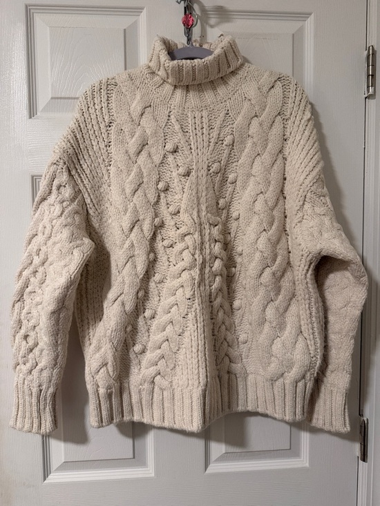 Zara Sweaters - Zara Cream Cable Turtleneck Sweater